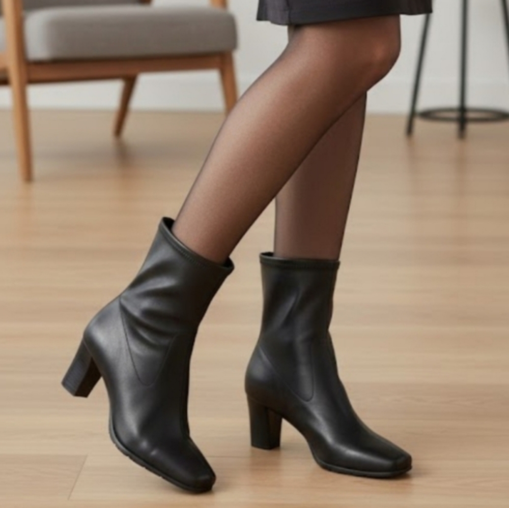 Aerosoles Cinnamon/ Women's/Ankle Boots/black/side zipper/square toe/ block heel